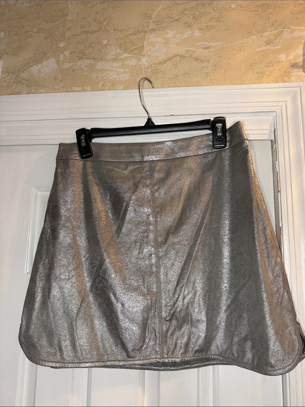Highline Collective Metallic Silver A-Line Mini Skirt